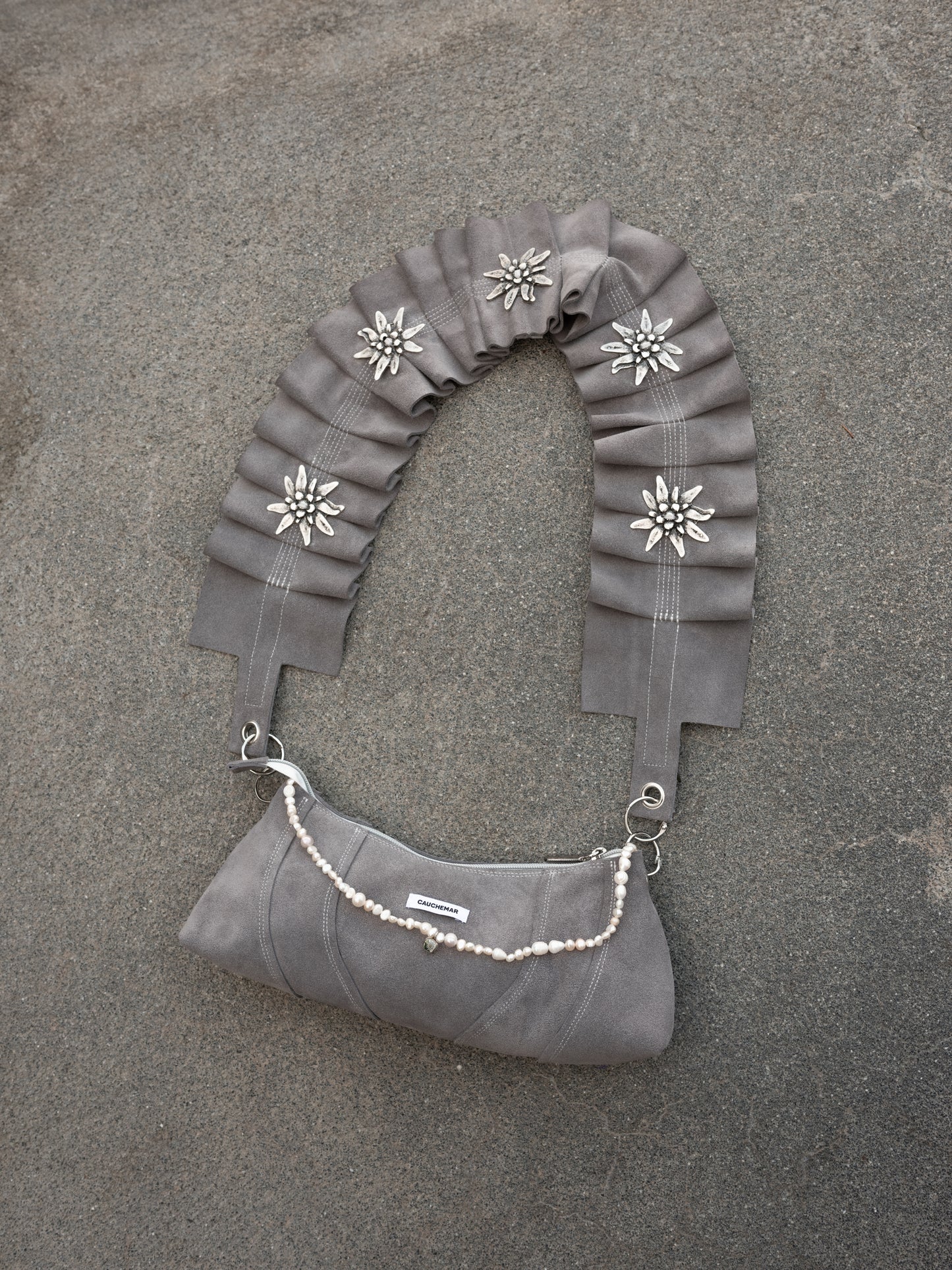 Cauchemar x Felah Voltaire - LE SAC FROU- FROU HANDBAG - Grey Suede